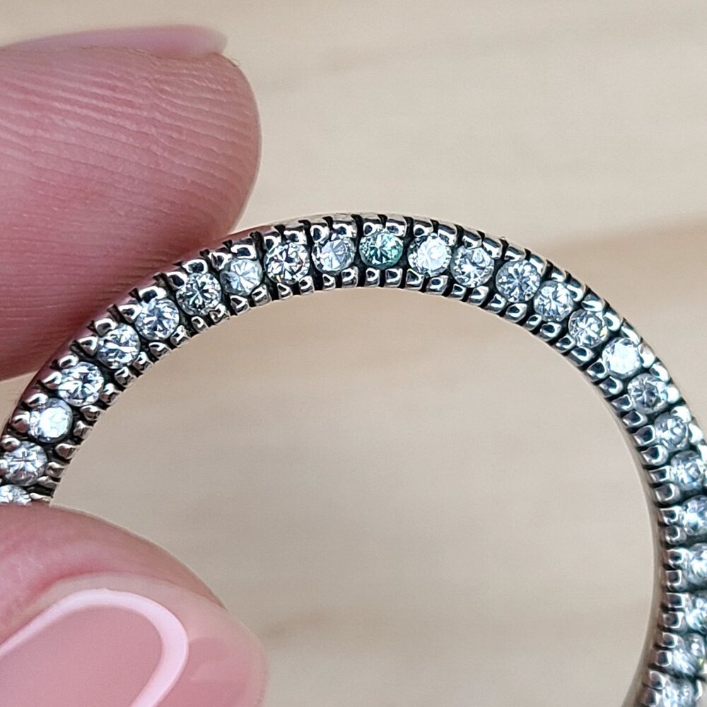 Vtg Sterling Silver & Cubic Zirconia Round Circle Pendant 925 Hallmarked 1" - Picture 3 of 8